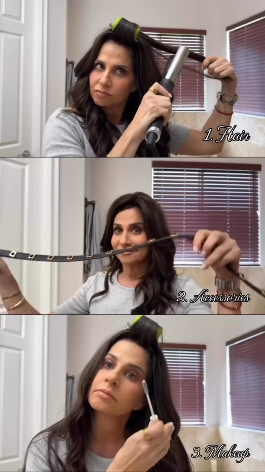 GRWM , makeup , hair & accessories to finish the look . 

#LTKStyleTip #LTKBeauty #LTKOver40