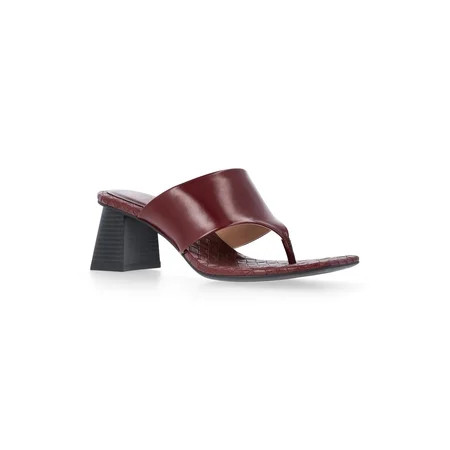 Time and Tru Women s Heeled Thong Sandals | Walmart (US)