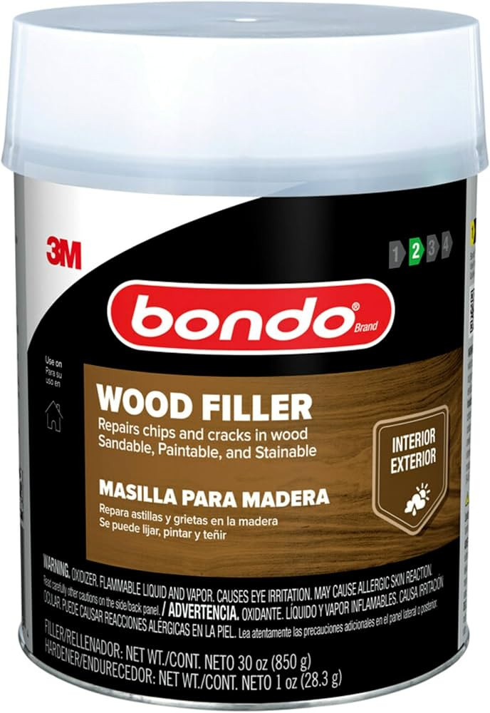 3M Bondo Wood Filler \u2013 30 fl oz, High-Performance Two-Part Formula for Interior and Exterior... | Amazon (US)