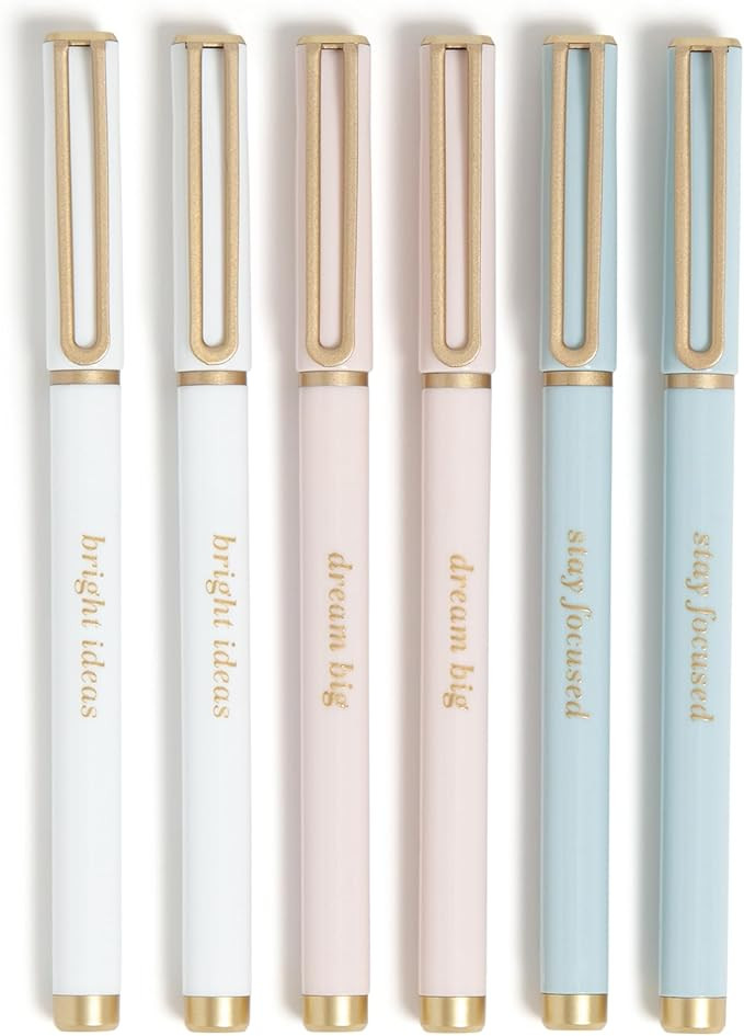 U Brands Catalina Felt Tip Pens, Set of 6, Classic Pretty Pastels with Gold Details, Medium (0.7 ... | Amazon (US)