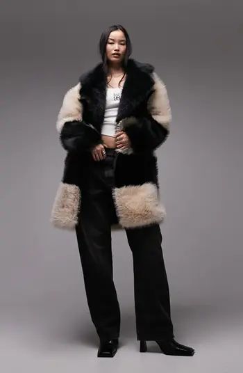 Colorblock Stripe Faux Fur Coat | Nordstrom