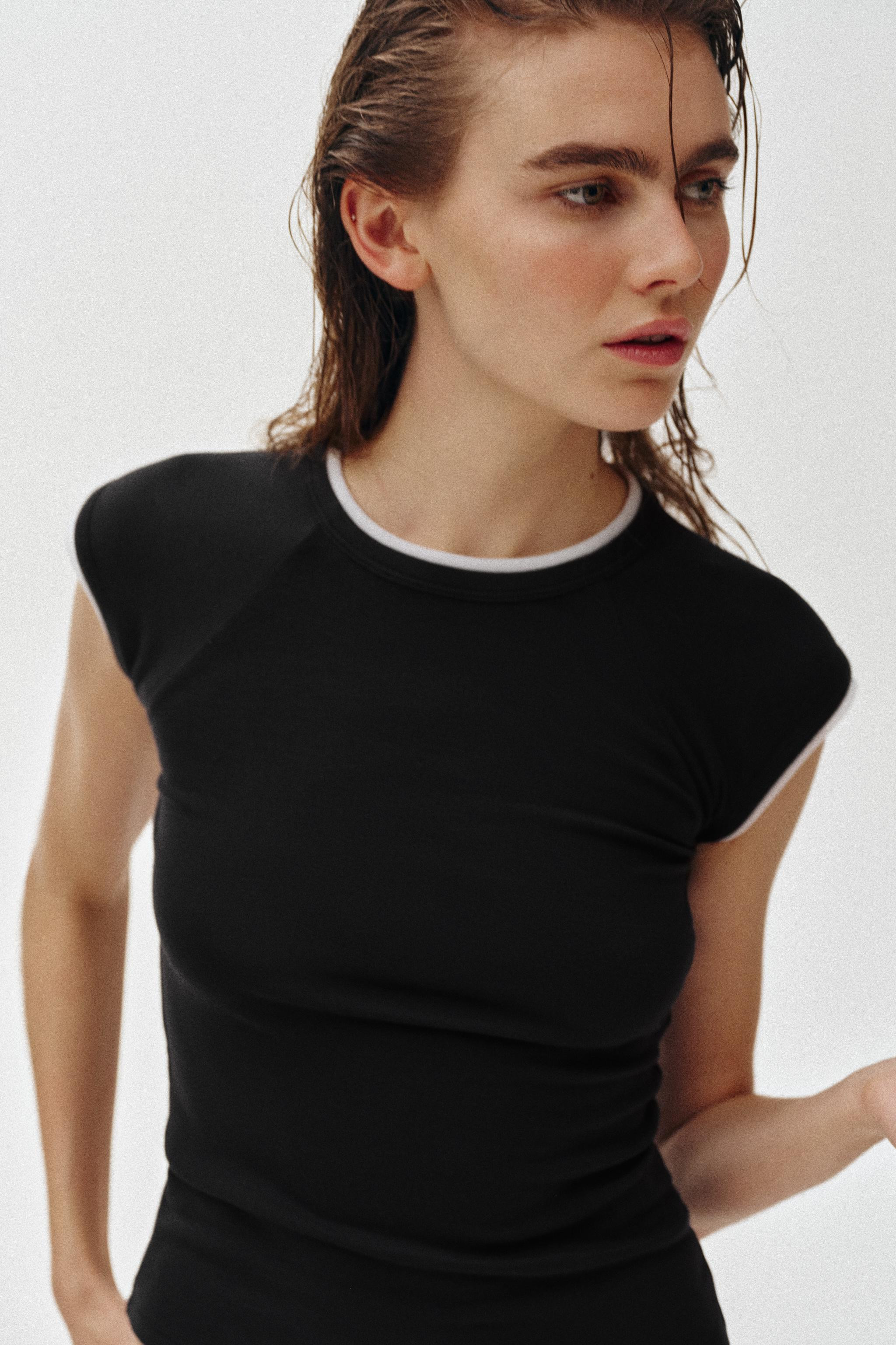 DOUBLE SHORT SLEEVE EFFECT T-SHIRT | Zara US