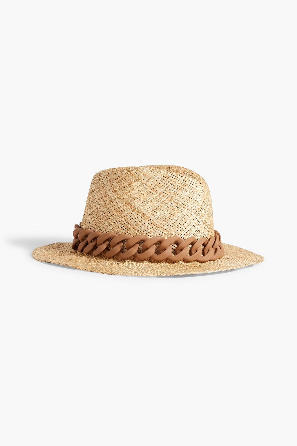 Lillian chain-embellished faux straw Panama hat | The Outnet (US and CA)