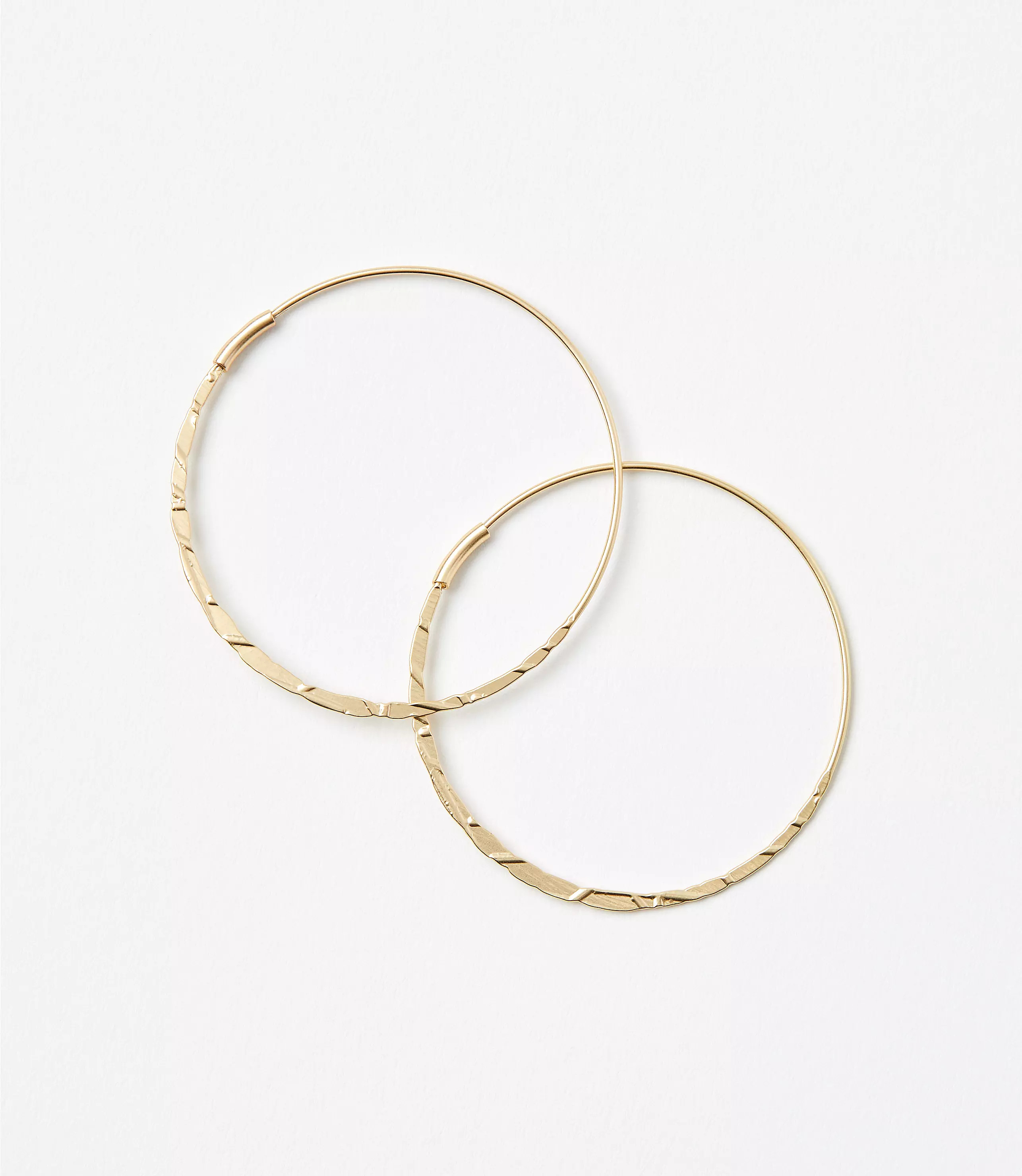 Brushed Hammered Hoop Earrings | LOFT