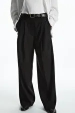 WIDE-LEG TAILORED WOOL PANTS - BLACK - Trousers - COS | COS (US)