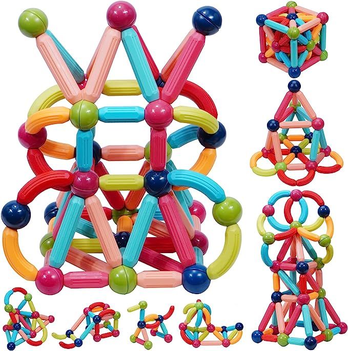 COUOMOXA Magnetic Building Sticks Blocks Kids Toys, Stem Educational Construction Montessori Toys... | Amazon (US)