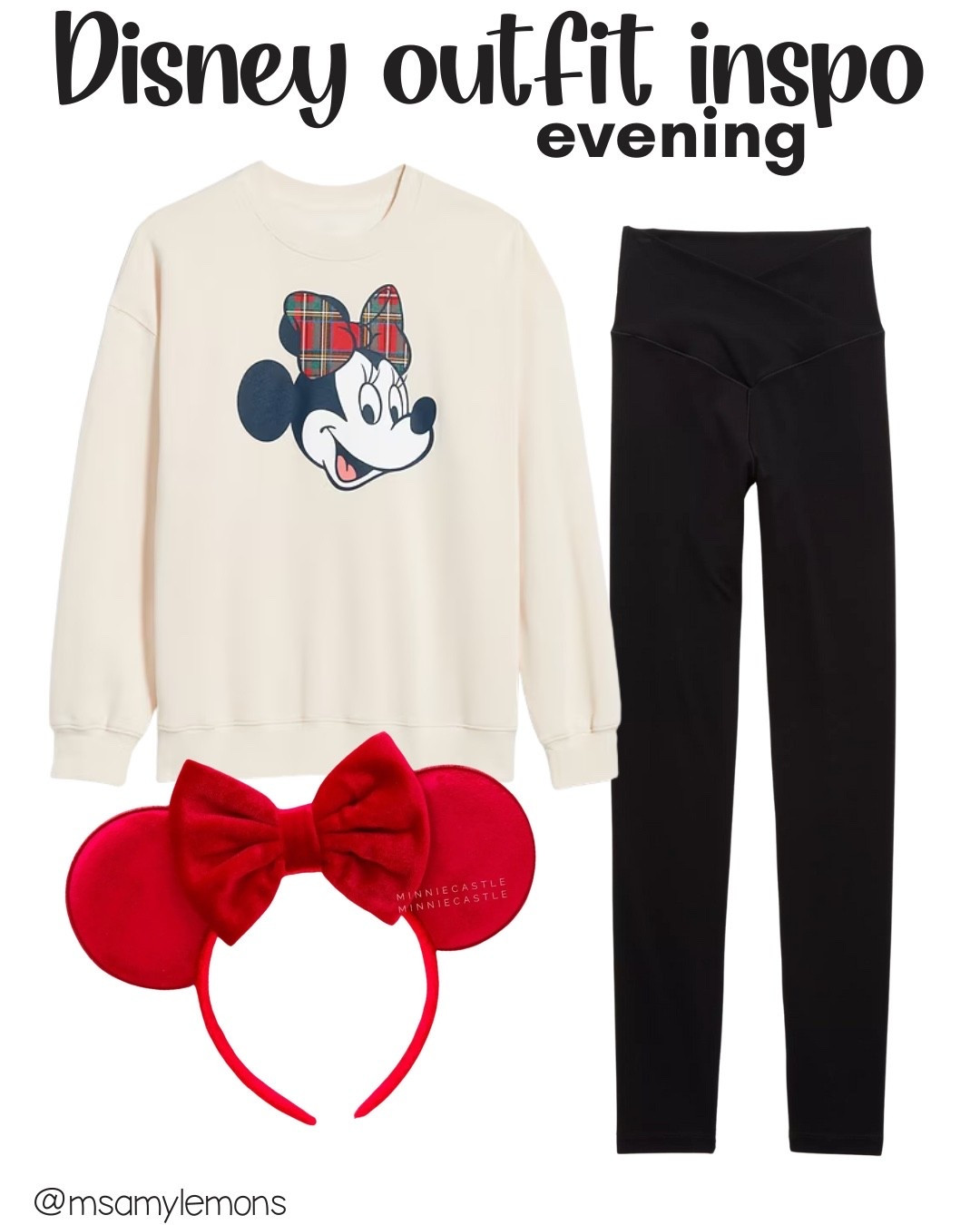Getting ready for our disney trip coming up in November! Trying to pair together outfits for the daytime + evening + the Christmas parties for the entire family!

Old Navy Minnie Mouse Sweatshirt: Large
Aerie Leggings: Medium
Ears from Etsy

#LTKTravel #LTKHoliday