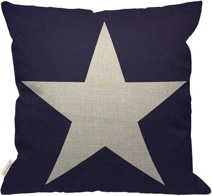 HGOD DESIGNS Blue Star Throw Pillow Cover,Abstract USA Star Design on The Blue Background Decorat... | Amazon (US)