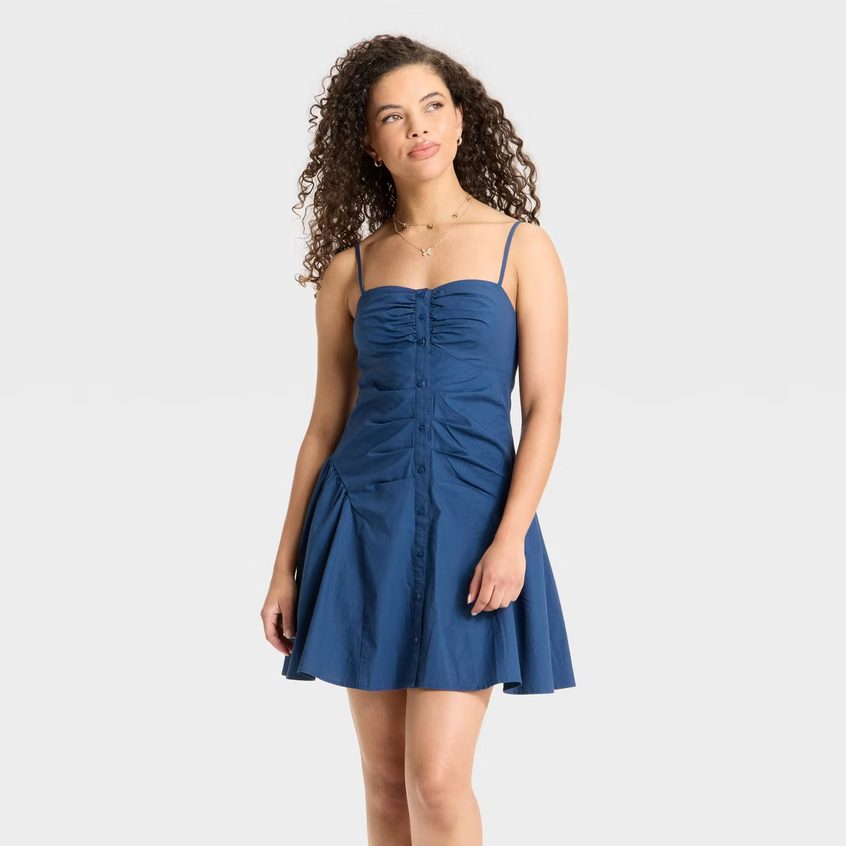 Women's Button-Front Poplin Mini A-Line Dress - Wild Fable™ | Target