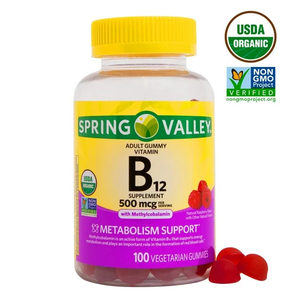 Spring Valley Organic Vegetarian Vitamin B12 Gummies, 500 mcg, 100 Ct | Walmart (US)