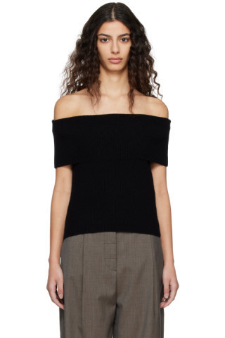 Totême - Black Off-Shoulder Sweater | SSENSE