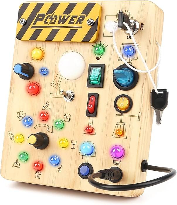 Joyreal Montessori Busy Board Wooden Sensory Toys for Toddler with LED Light Up Switch, Baby Fidg... | Amazon (CA)