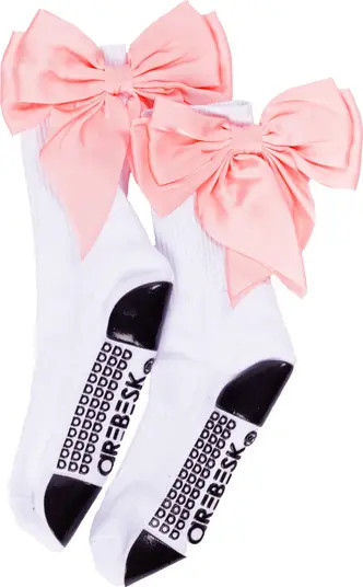 Arebesk Anna Bow No-Slip Grip Crew Socks | Nordstrom | Nordstrom