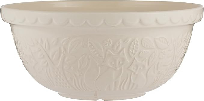 Mason Cash In the Forest S12 (4.25 Qt) Embossed Mixing Bowl | Fox (Cream) | Amazon (US)