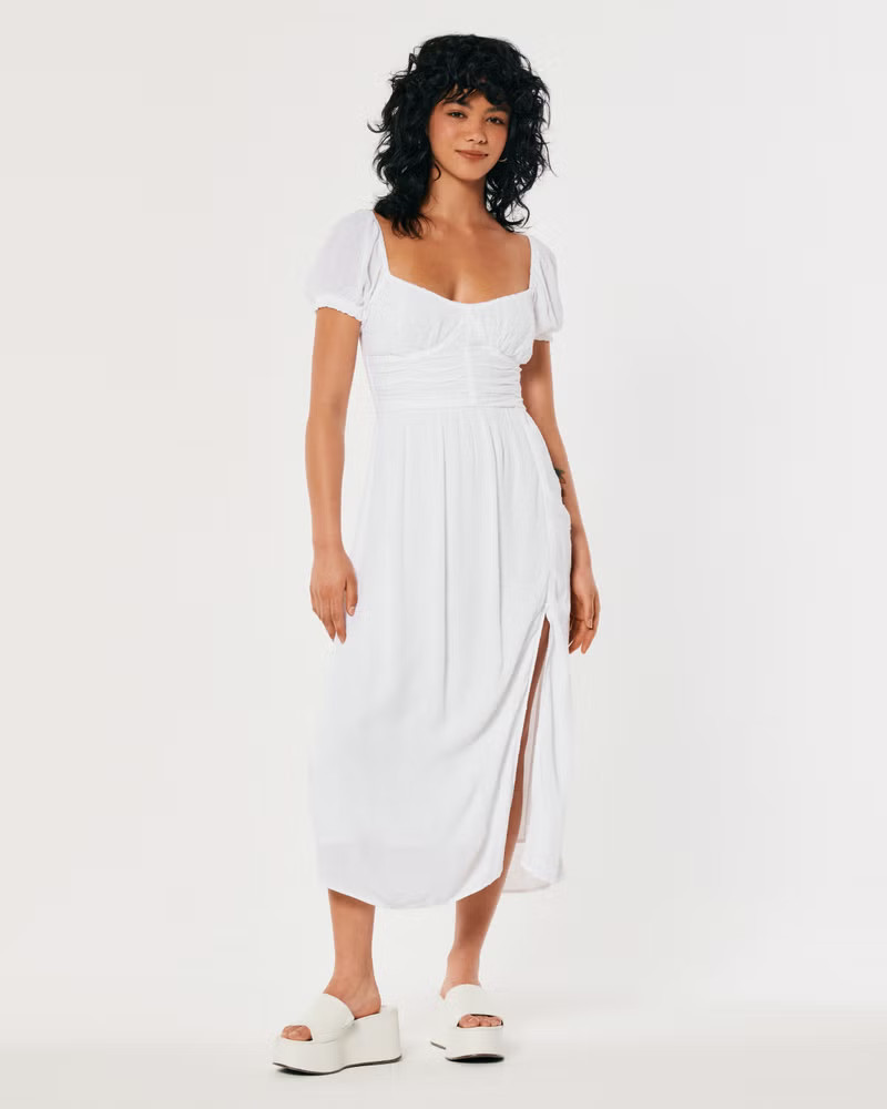 Ruched Waist Midi Dress | Hollister (UK)