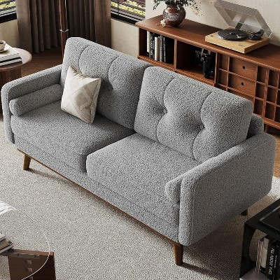 Acekool 65" Mid Century Modern Loveseat, Deep Seat Linen Sofa Couch for Living Room, Bedroom, Small Space, 2-Seater, Gray | Target