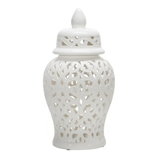 Ceramic 18" Cut-Out Temple Jar, White | Bed Bath & Beyond