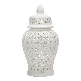 Ceramic 18" Cut-Out Temple Jar, White | Bed Bath & Beyond