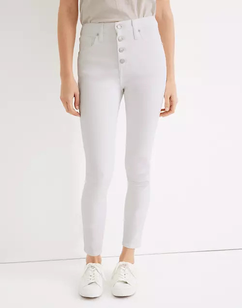 10" High-Rise Skinny Crop Jeans in Pure White: Button-Front Edition | Madewell