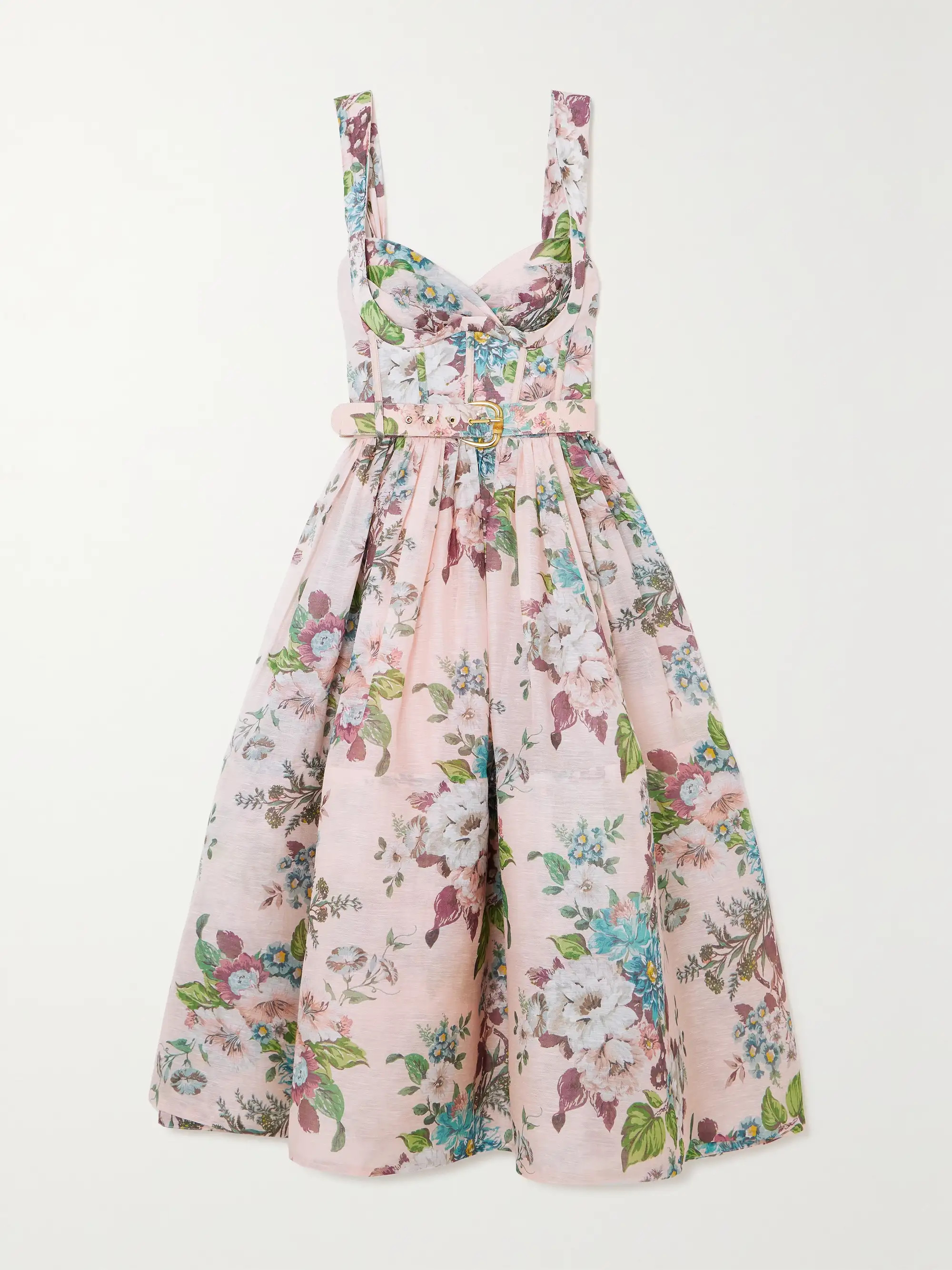 Matchmaker belted floral-print linen and silk-blend midi dress | NET-A-PORTER (US)