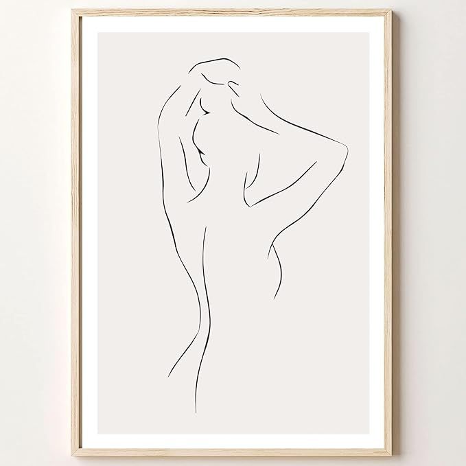 Abstract Line Woman Wall Art Canvas Bathroom Line Art Wall Decor Woman Silhouette Poster Abstract... | Amazon (US)