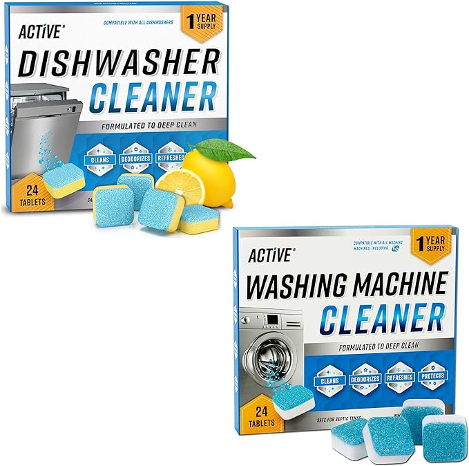 ACTIVE Washing Machine And Dishwasher Cleaning Tablets Bundle - Includes 12 Month Supply Dishwash... | Amazon (US)