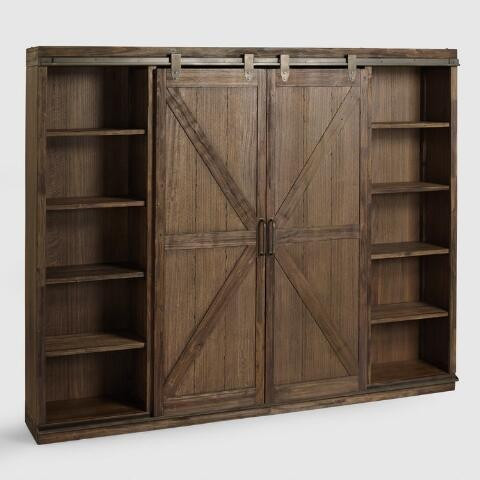 Wood Farmhouse Barn Door Bookcase | World Market