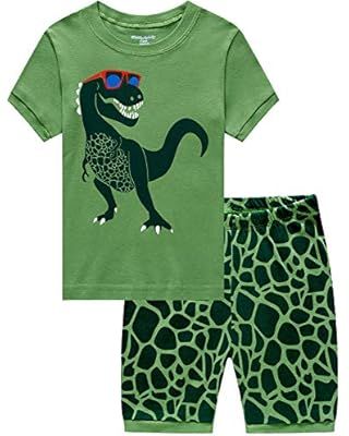 Little Boys Pajamas Short Set for Boy 100% Cotton Toddler Summer Clothes Dinosaur Planet Sleepwea... | Amazon (US)