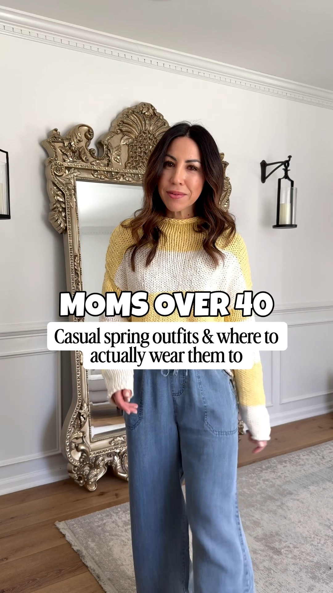 New arrivals from @socialthreads! And these casual spring outfits are bound to be some of my favorites. The best spring sweat sweaters, petite friendly chambray pants, the cutest spring sneakers, and new Risen denim - that red pair😍￼

Jeans 25. Chambray pants small. Top small. Shoes TTS. Jewelry code HOUSEOFLEO20. 

#LTKOver40 #LTKPetite