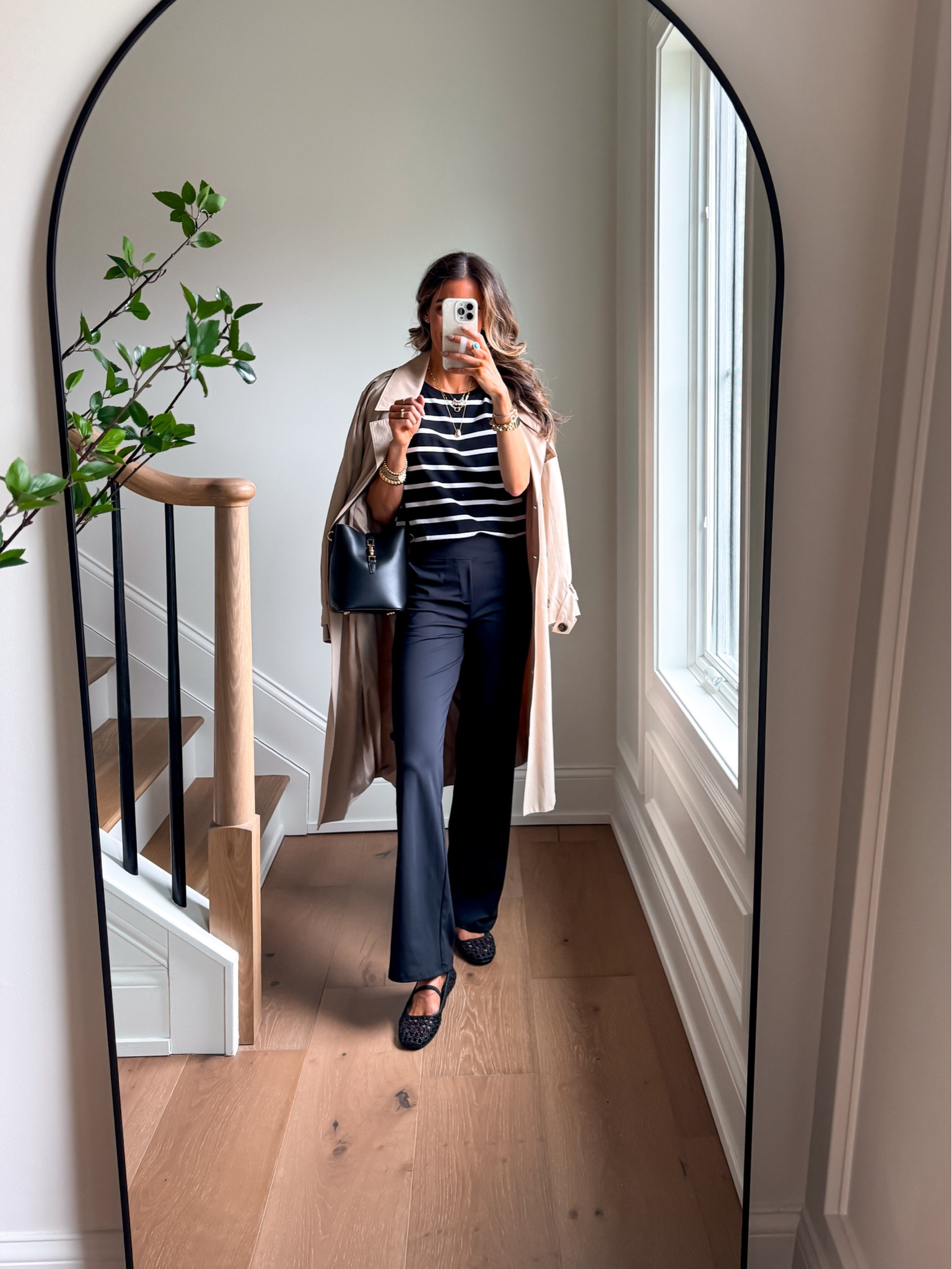 Wearing a small classic tshirt with extra armpit fabric so your bra doesn’t show! Wearing a small. Wrinkle free work pants  come in lengths! I’m 5’6” wearing a xsmall 31” inseam. Wearing a xsmall trench coat. 

#LTKWorkwear #LTKgrwm #LTKdayinmylife