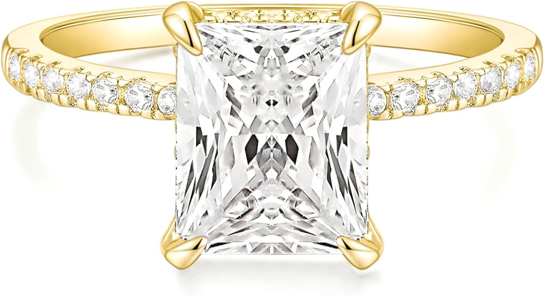 TIGRADE 4CT Engagement Ring for Women Radiant Cut Cubic Zirconia Wedding Band CZ Promise Annivers... | Amazon (US)