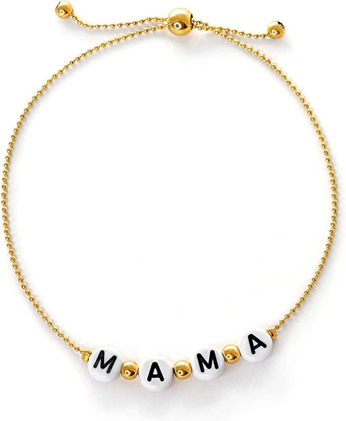 Mama Bracelet, Mom Jewelry for Mom | Christmas Gifts for Mom from Daughter, Son, 14k Gold Bracele... | Amazon (US)
