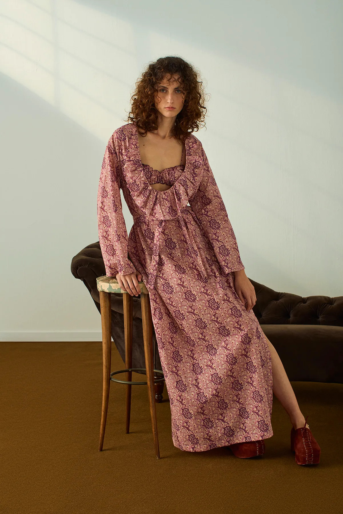 Vestido Gaze Estampa Roxo Paula Raia - Roxo - Gallerist | Moda Autoral e Contemporânea | Gallerist (BR)