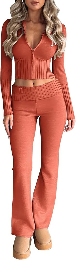 LILLUSORY 2 Piece Outfits For Women 2023 Casual Trendy Slim Fit Hooded Sweater Lounge Sets | Amazon (US)