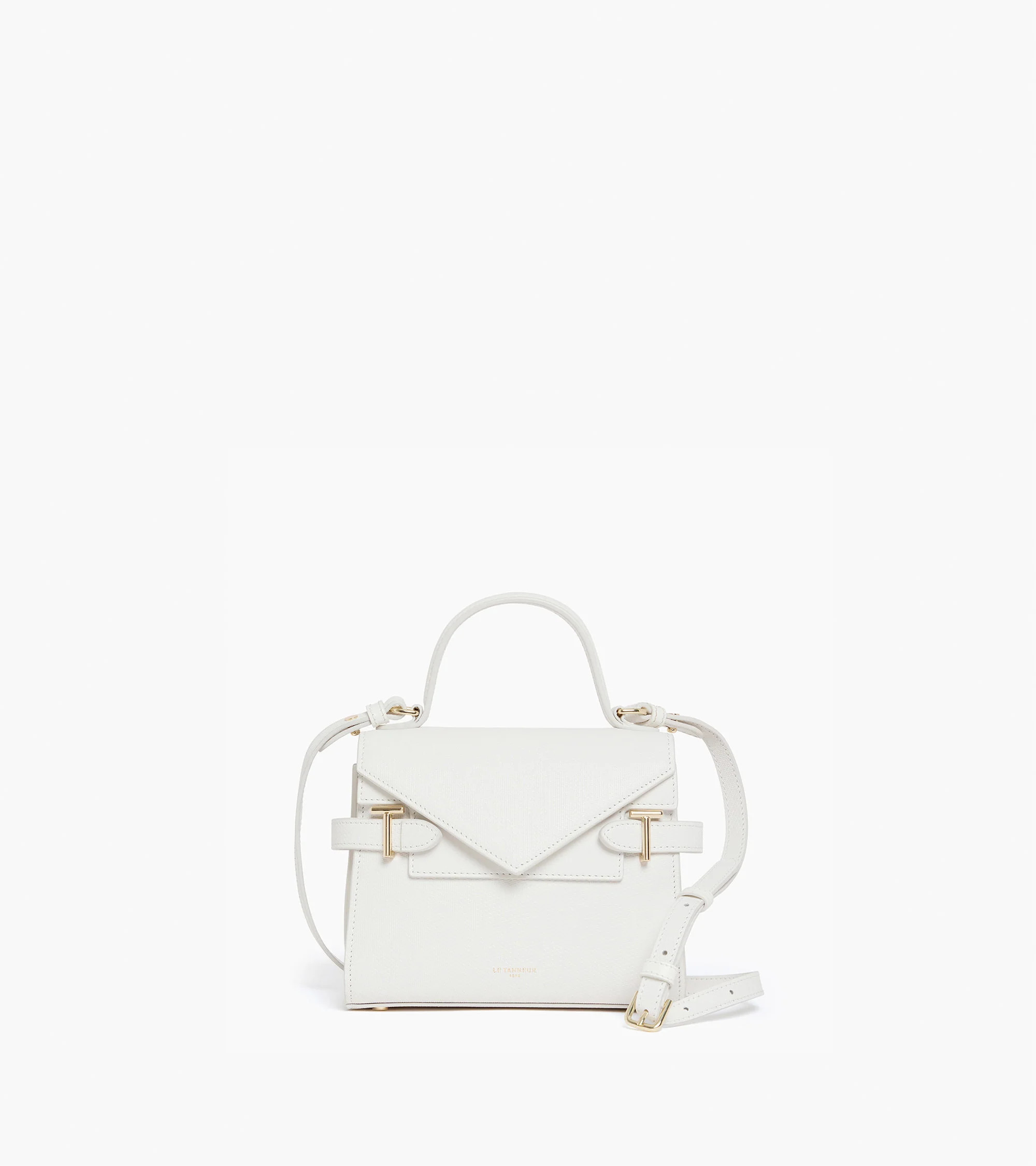 Emilie small double flap handbag in signature t leather | Le Tanneur