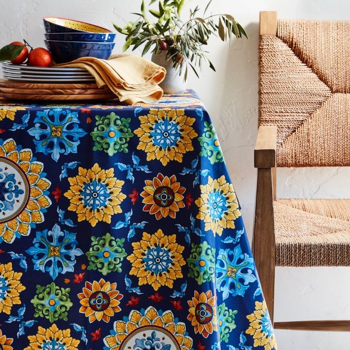 Sicilian Mosaic Oilcloth Outdoor Tablecloth | Williams-Sonoma