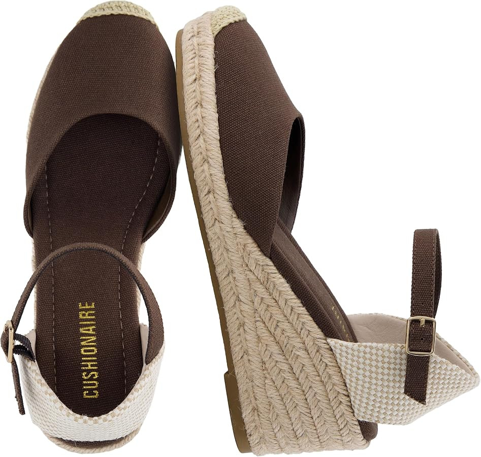 CUSHIONAIRE Elche Closed Toe Wedge Sandals for Women, Platform Espadrilles Heels With Adjustable ... | Amazon (US)