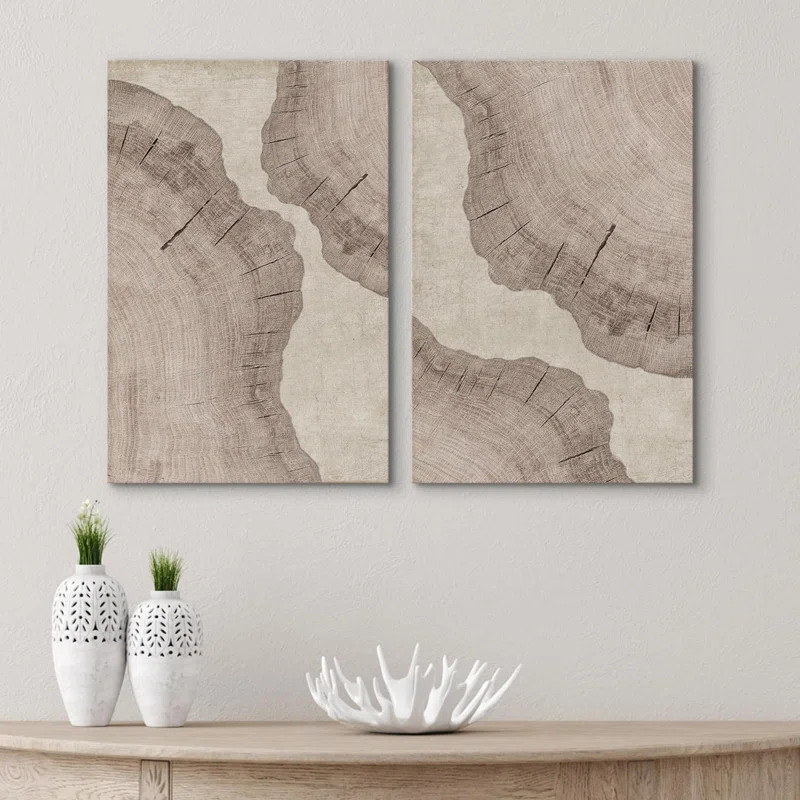 Tree Ring " Beige Oak Wood Forest Tree Ring Illustration Neutral Minimalist Art Modern Farmhouse ... | Wayfair North America