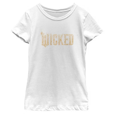 Girls Wicked: For Good Official Floral Logo T Shirt - White - Medium | Target