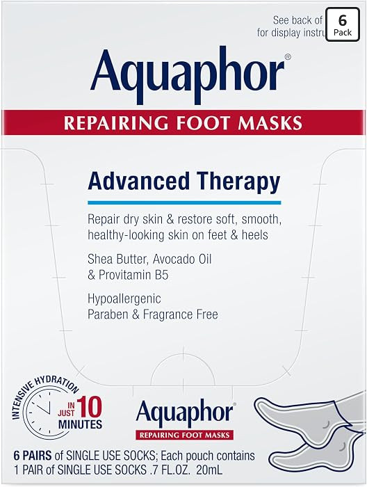 Aquaphor Advanced Therapy Repairing Foot Masks, 6 Masks x 0.7 FL OZ | Amazon (US)