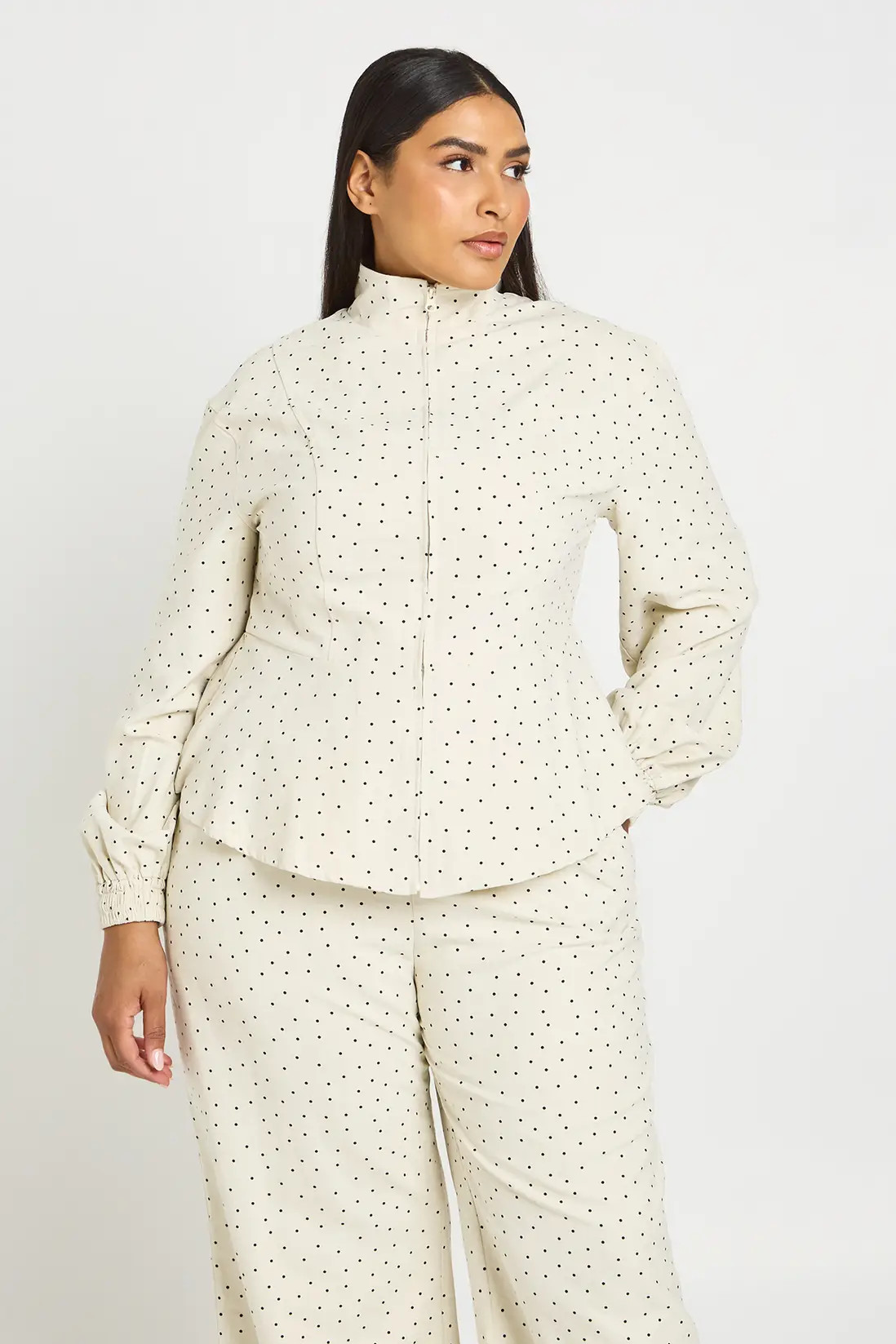 Plus Peach Cinched Waist Funnel Neck Shirt | boohoo (US & Canada)