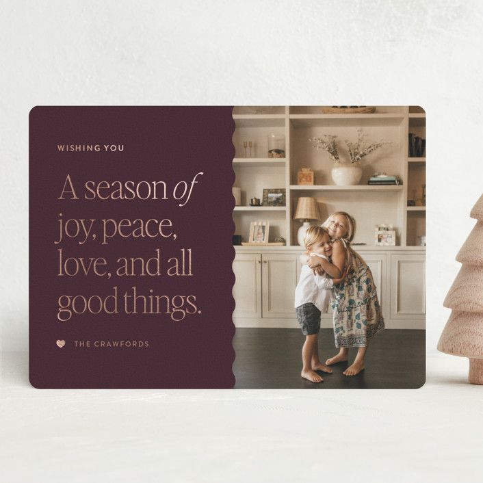 "All Good Things" - Customizable Foil-pressed Holiday Cards in Beige by Saltwater Designs. | Minted