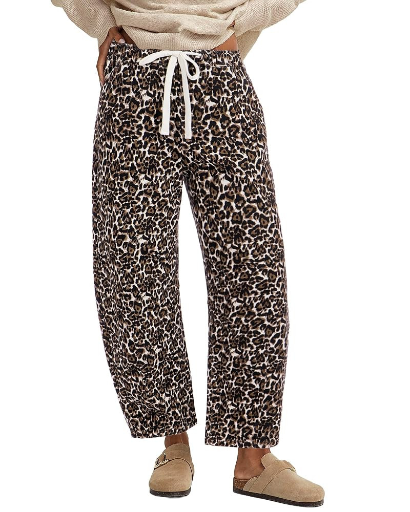 GRAPENT Barrel Jeans for Women Trendy High Waisted Pull On Wide Leg Cropped Leopard Cheetah Print... | Amazon (US)