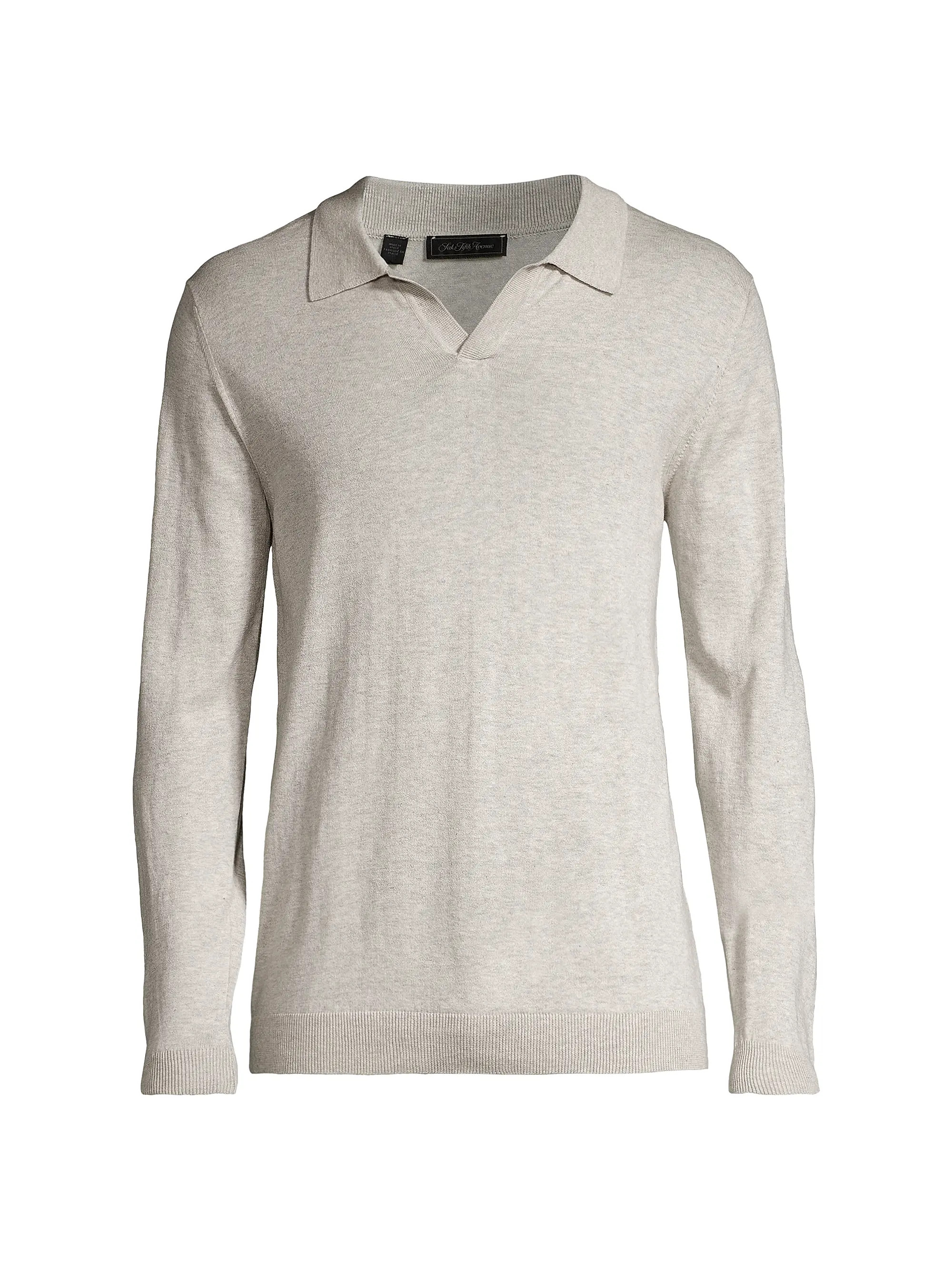 Shop Saks Fifth Avenue COLLECTION Cotton-Blend Long-Sleeve Polo Shirt | Saks Fifth Avenue | Saks Fifth Avenue