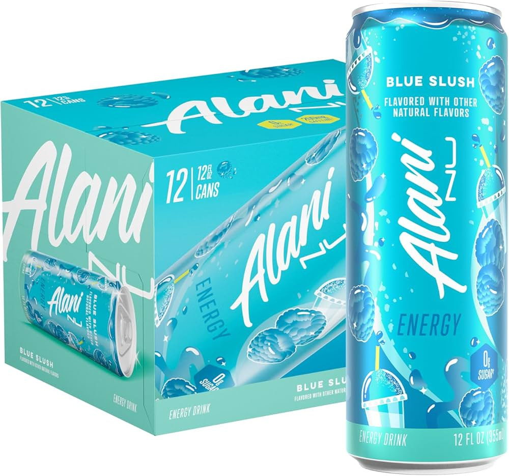 Alani Nu BLUE SLUSH, Sugar Free, Low Calorie Energy Drinks, 200mg Caffeine, Biotin, B Vitamins, Z... | Amazon (US)