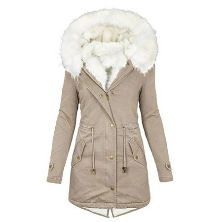 Women s Jackets for Winter Womens Winter Jackets Long Warm Winter Fleece Coats with Pockets Zip up Button Parka Coats Thicken Padded Outwear Overcoats Women Zip up Hoodie Lightweight S-11 Khaki S | Walmart (US)