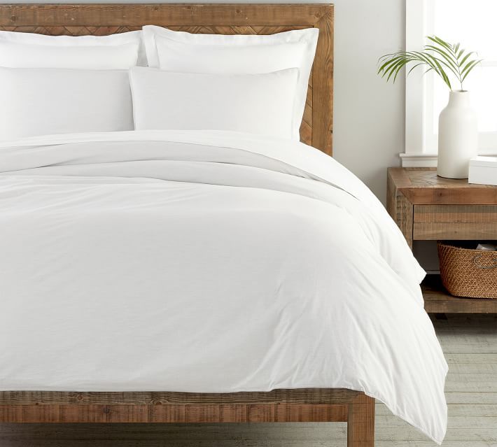 Spencer Washed Organic Percale Duvet Cover & Shams - White | Pottery Barn (US)