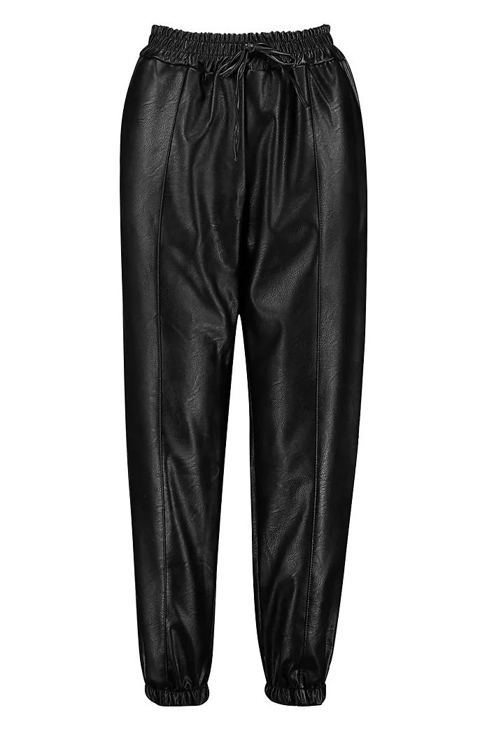 Faux Leather Seam Front Joggers | Boohoo.com (US & CA)