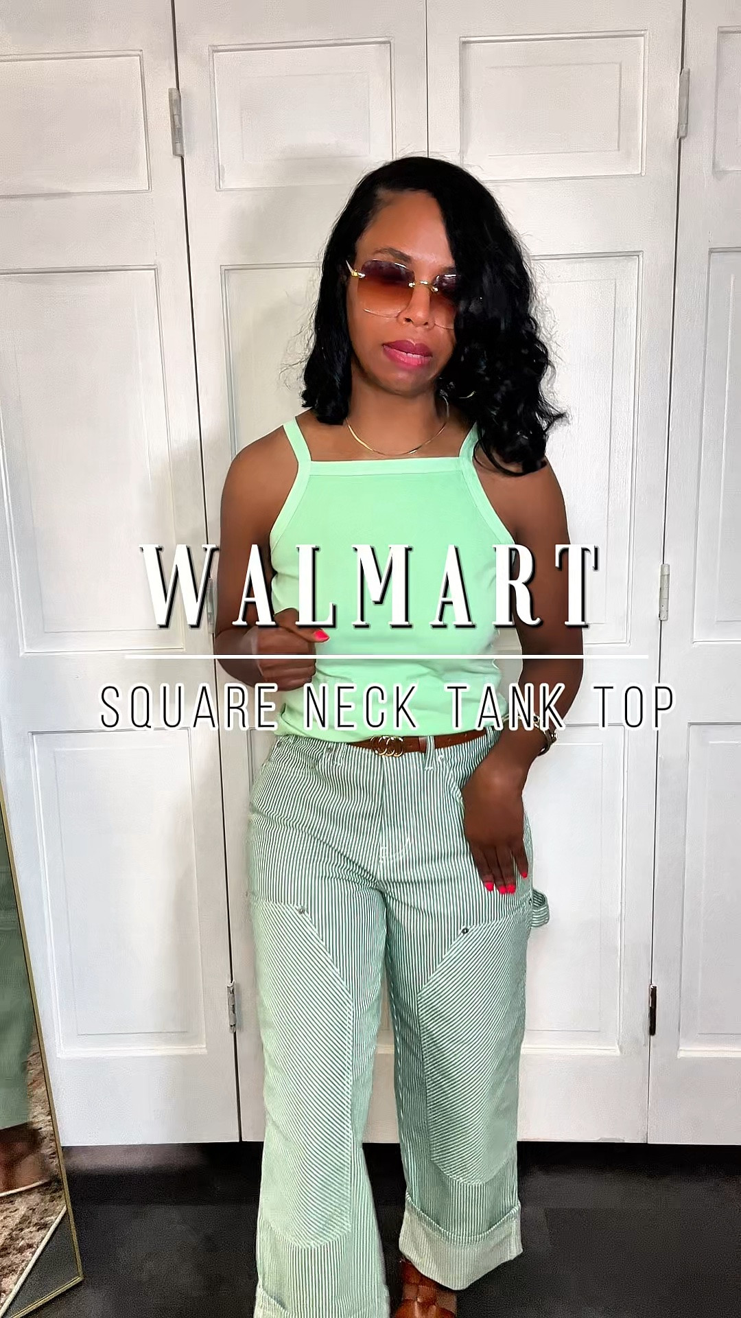 Walmart has great affordably priced basics like this square neck tank top. It’s perfect to get more wear out of two piece sets like this one. #walmartpartner #summerfashion