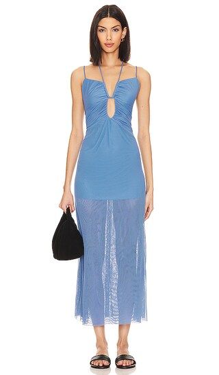 Mina Midi Dress in Light Blue | Revolve Clothing (Global)
